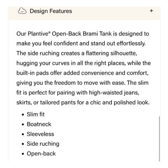 OGL Plantive Eco Friendly Dusk Blue Ruched Boat Neck Padded Bra Tank Size Medium - Picture 9 of 9